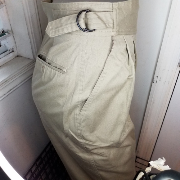 Ultra High Waisted Pants Vtg Academia corset Khaki Pleat Front Cotton pants 6 - Picture 10 of 12